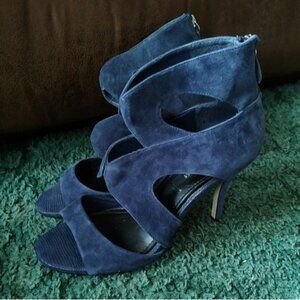 White House Black Market Katia Navy Blue Women's Heels Suede 8